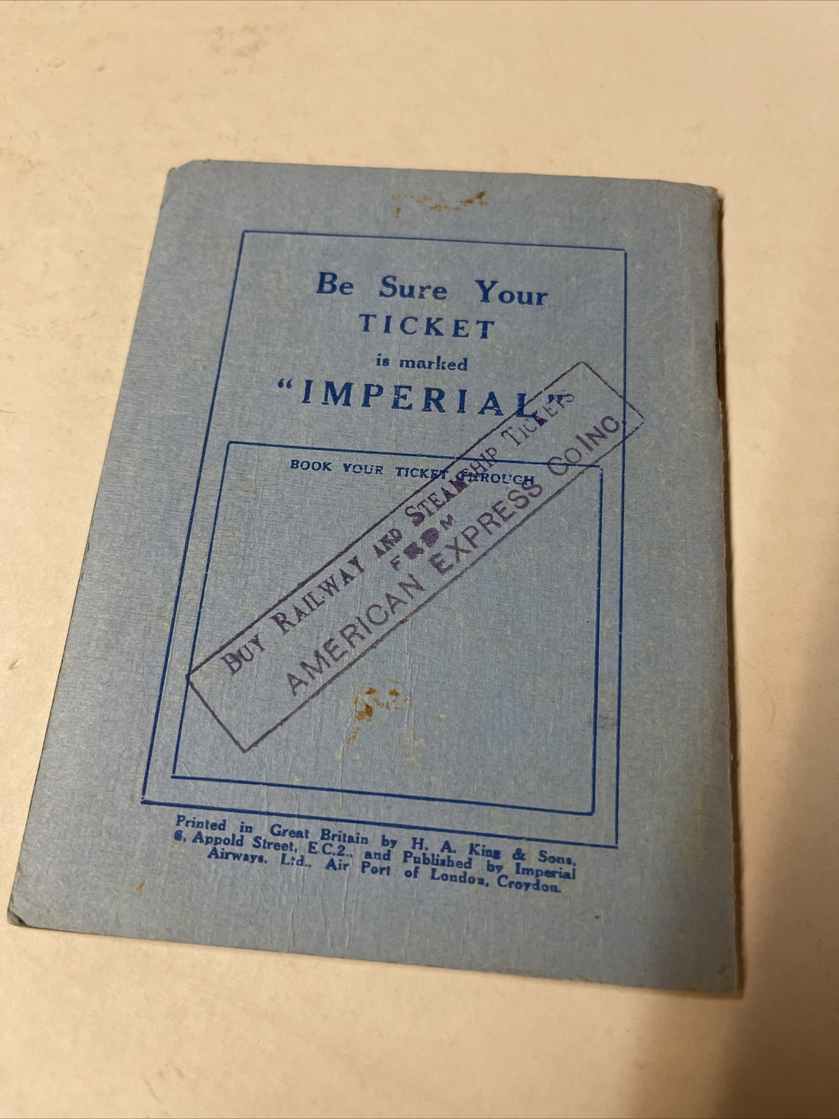 Imperial Airways 1926 AIRLINE TIMETABLE SCHEDULE Brochure flight Map1