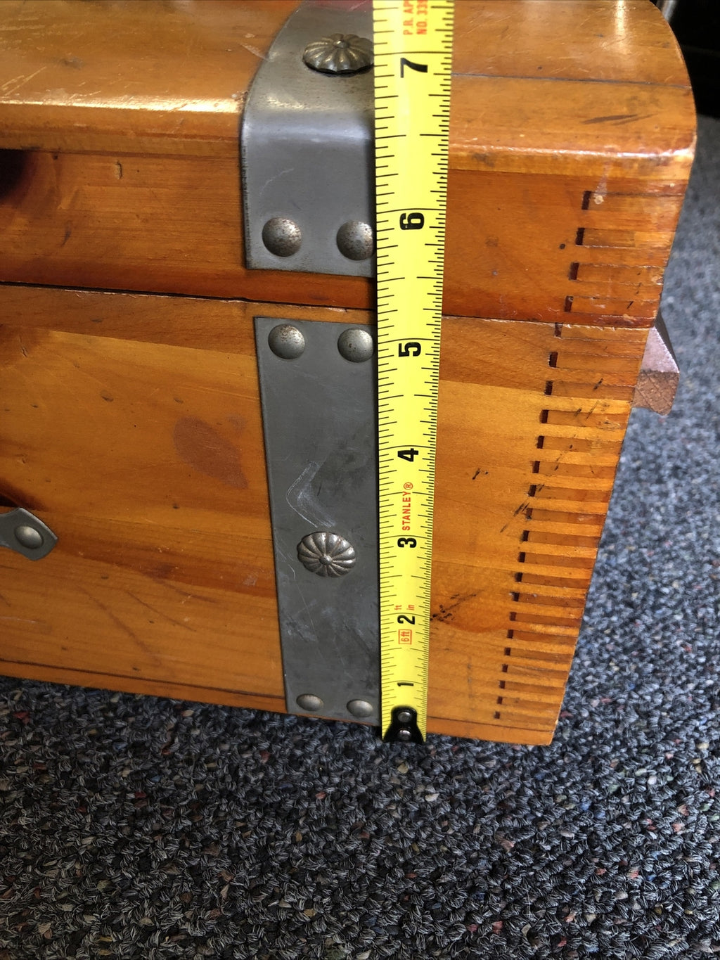 Vintage Solid Real Wooden Box Chest w/ Ornate Metal Trimmings8