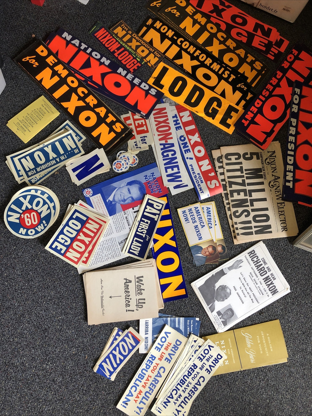 Richard Nixon for President Political Campaign Ephemera Stickers Newspaper Etc.0