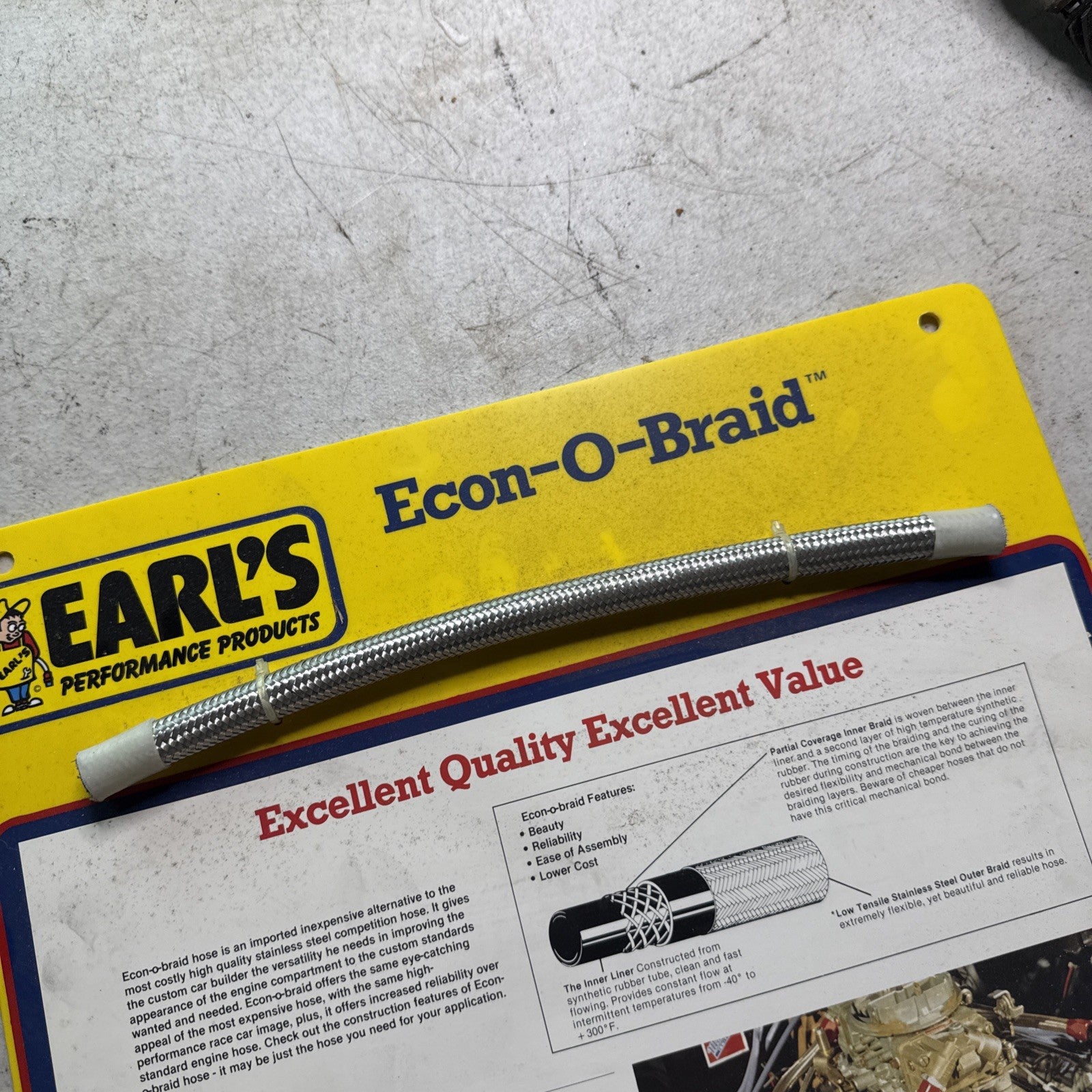 Vintage Earl’s Racing Display 15x15 – 1980s  Econ-O-Braid Hose Promo Sign3