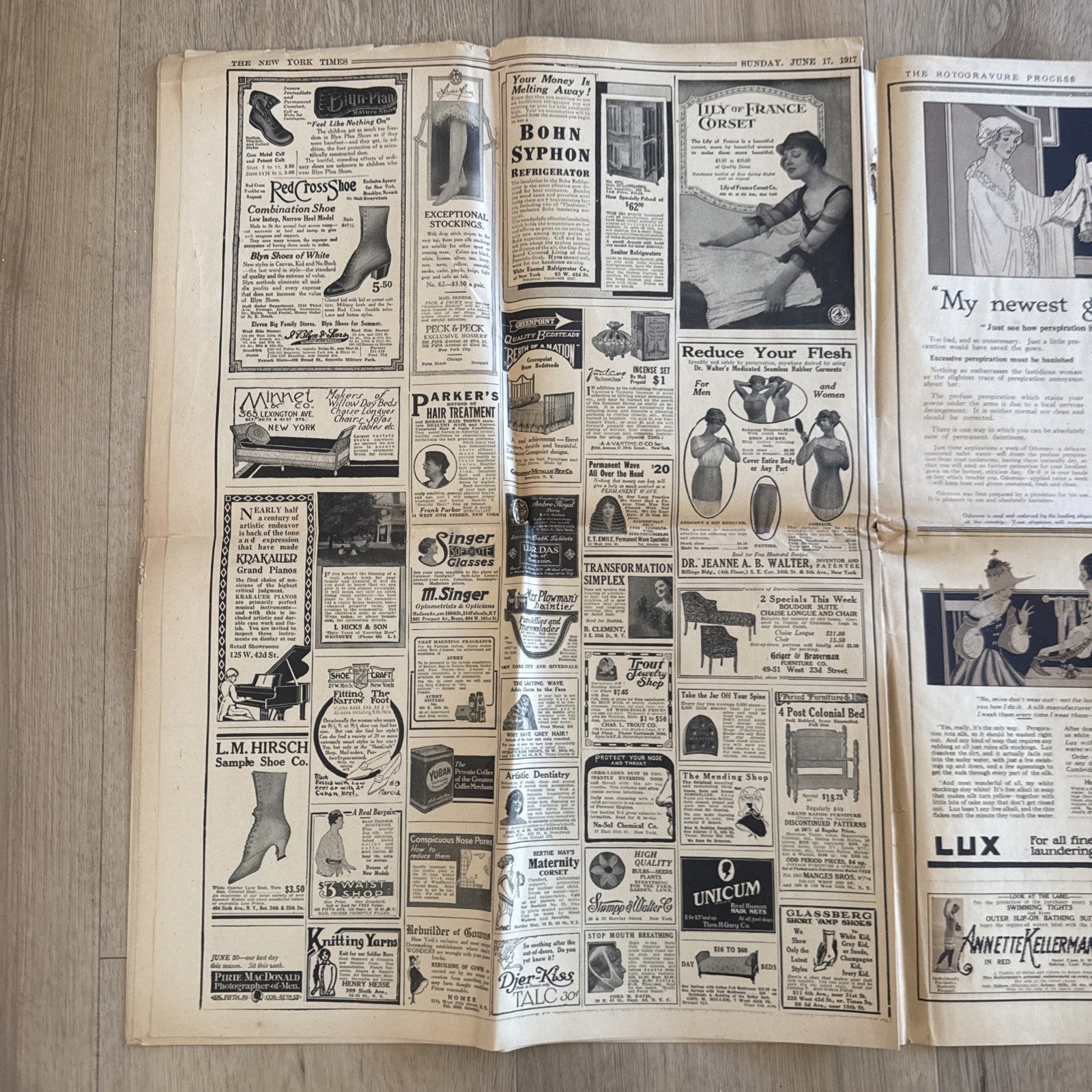 1917 antique NEW YORK TIMES rotogravure PARADE WWI SHIPS ADS FASHION3