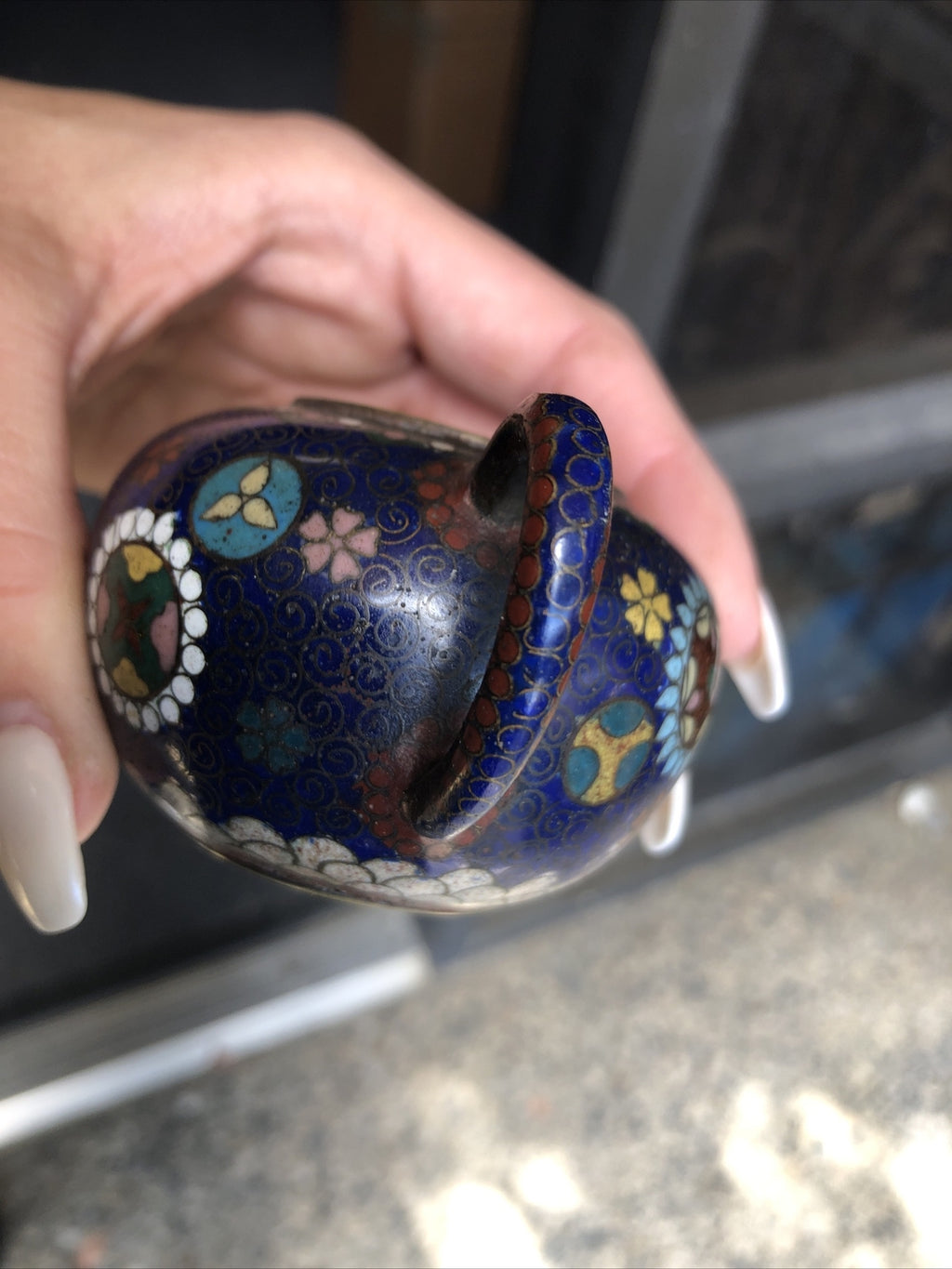 Vintage Handcrafted Mini Blue Teapot 2”x4”6