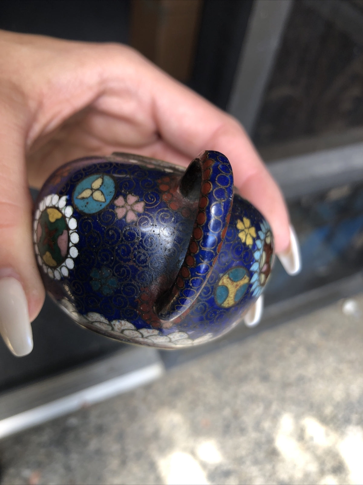 Vintage Handcrafted Mini Blue Teapot 2”x4”6