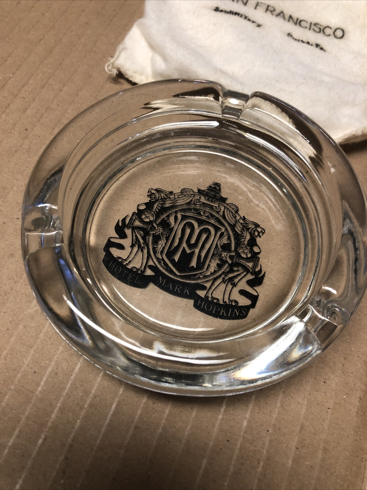 Vintage Lot Of 2 Mark Hopkins Hotel San Francisco Glass Ashtrays1