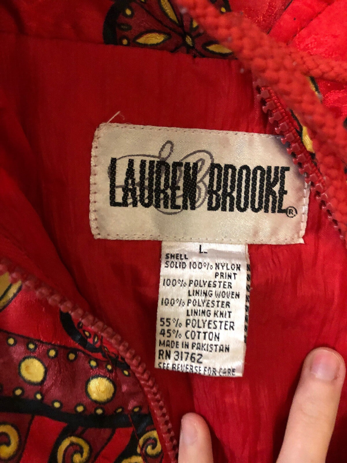 Vintage 90's Lauren Brooke Jacket Women's Lightweight Red Gold Size Large2