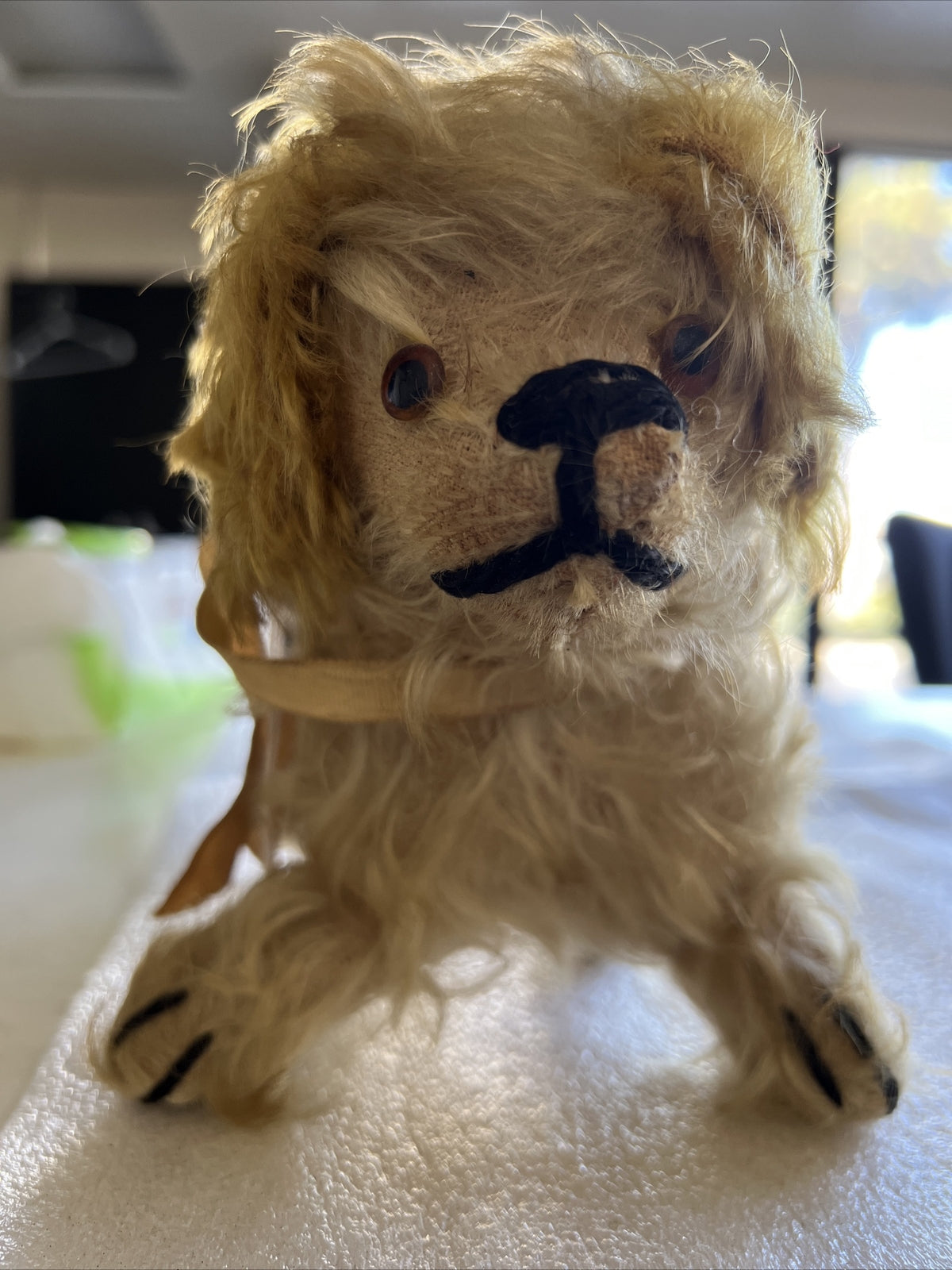 6” Antique 1920’s Shaggy Dog Possibly Real Hair?0