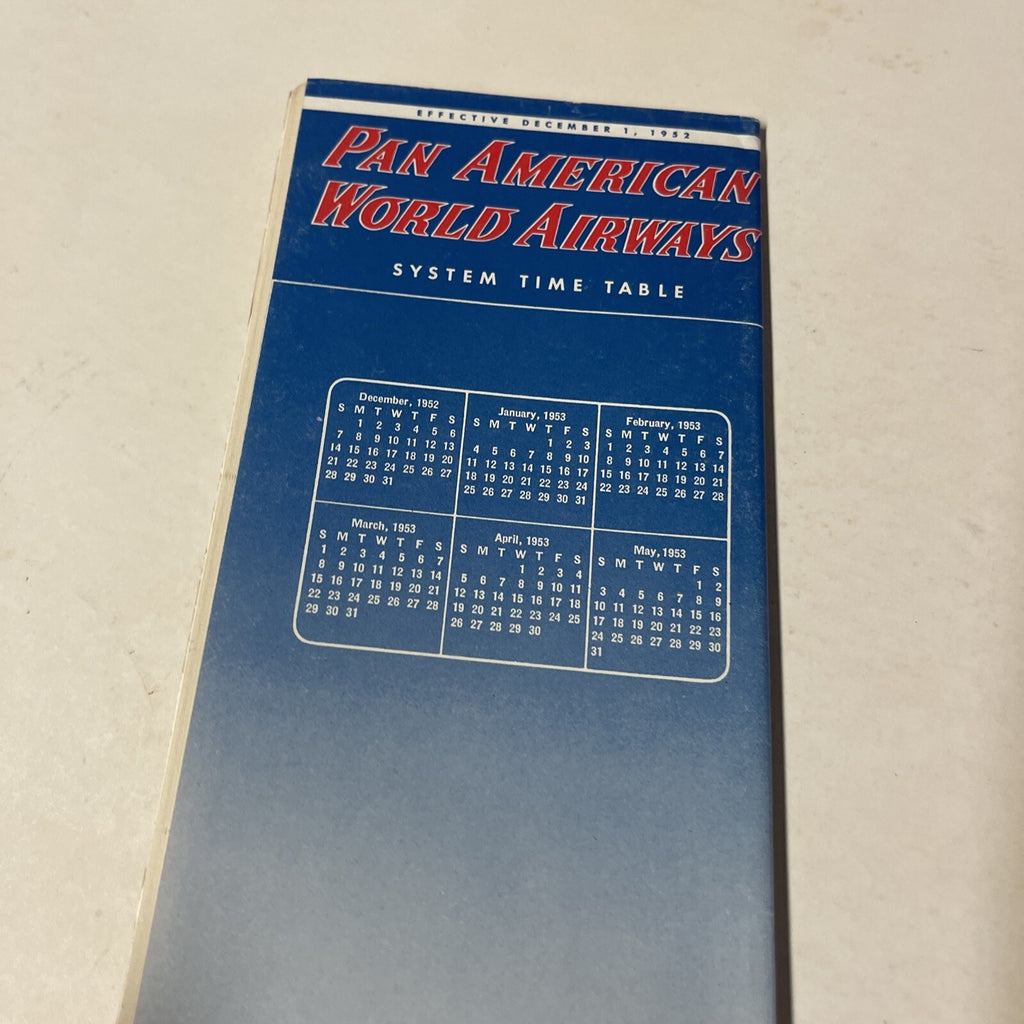 Pan American December 1952 AIRLINE TIMETABLE SCHEDULE Brochure flight Map3