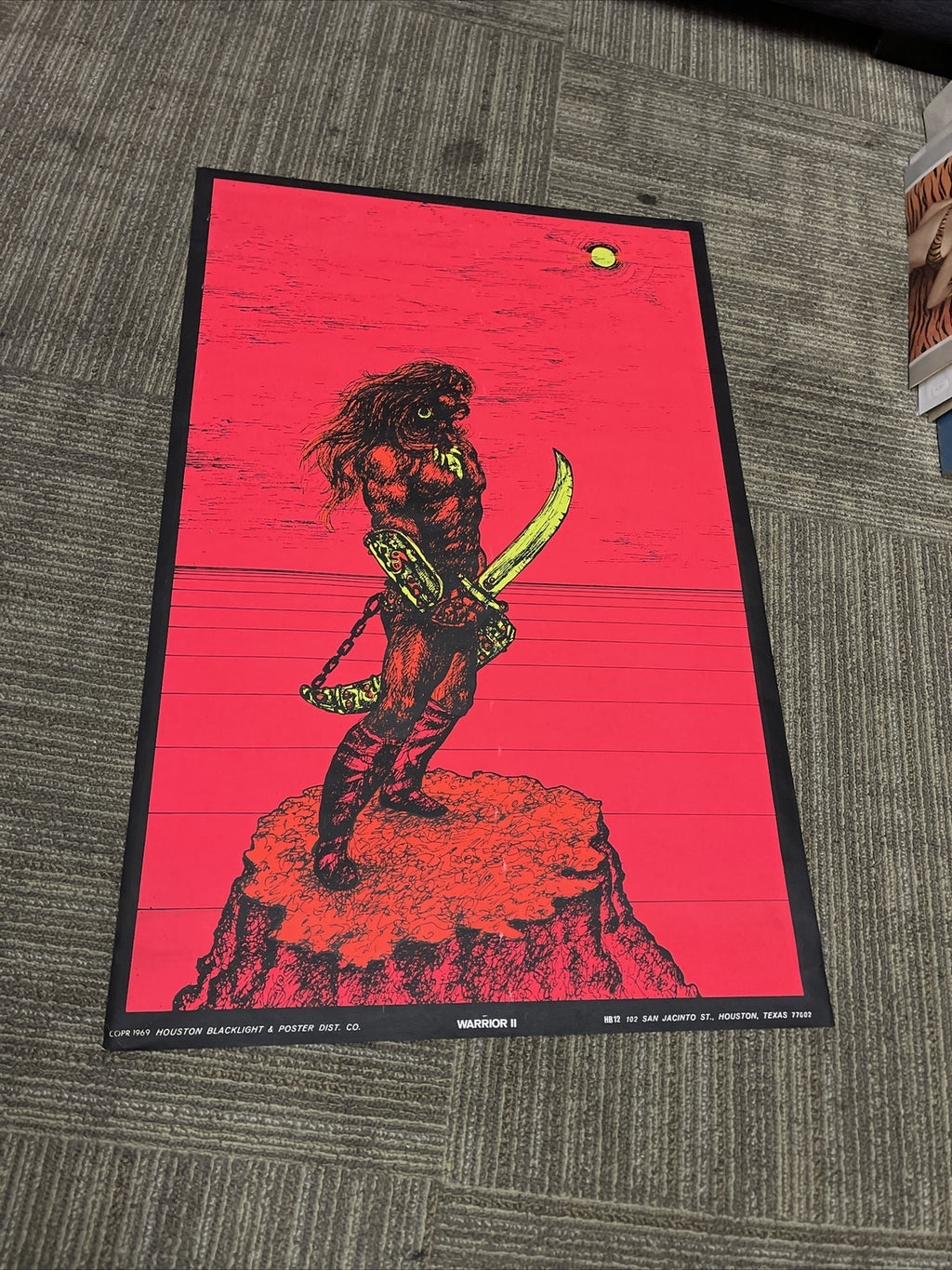 #148 1969 First Printing WARRIOR II BlackLight Black Light Poster 19697