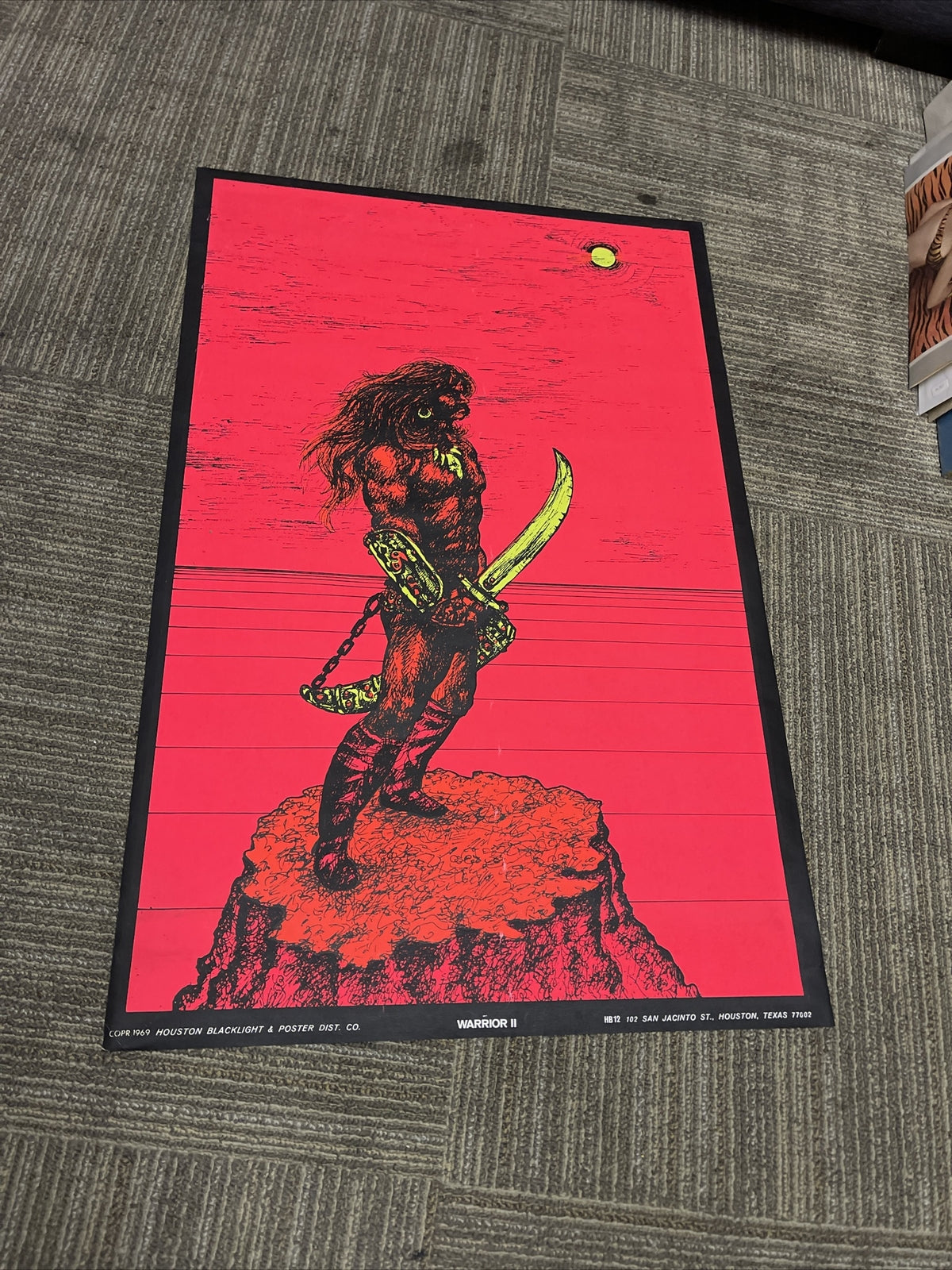 #148 1969 First Printing WARRIOR II BlackLight Black Light Poster 19697
