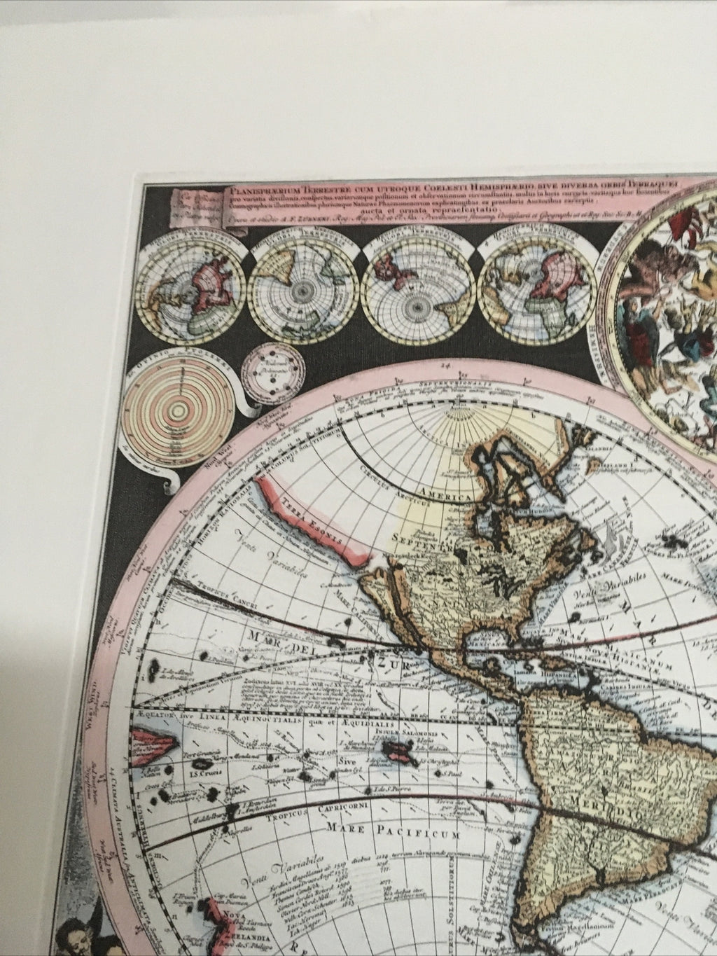 Vnt Map Latin Planisphaerium Terrestre cum utroque Coelesti Hemisphaerio C16006