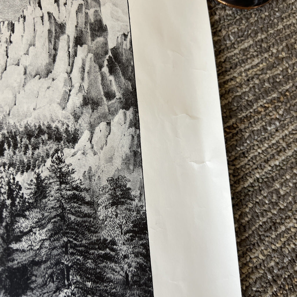 Vintage Yosemite Valley “The Bridal Veil” Fall  Black and White Poster 6