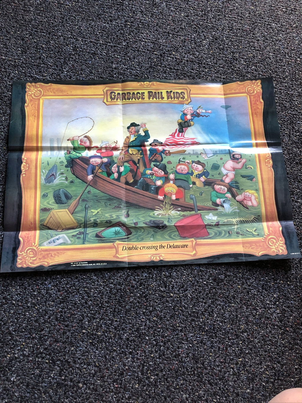1986 Topps GARBAGE PAIL KIDS “Double-Crossing The Delaware” POSTER 17”x12”0