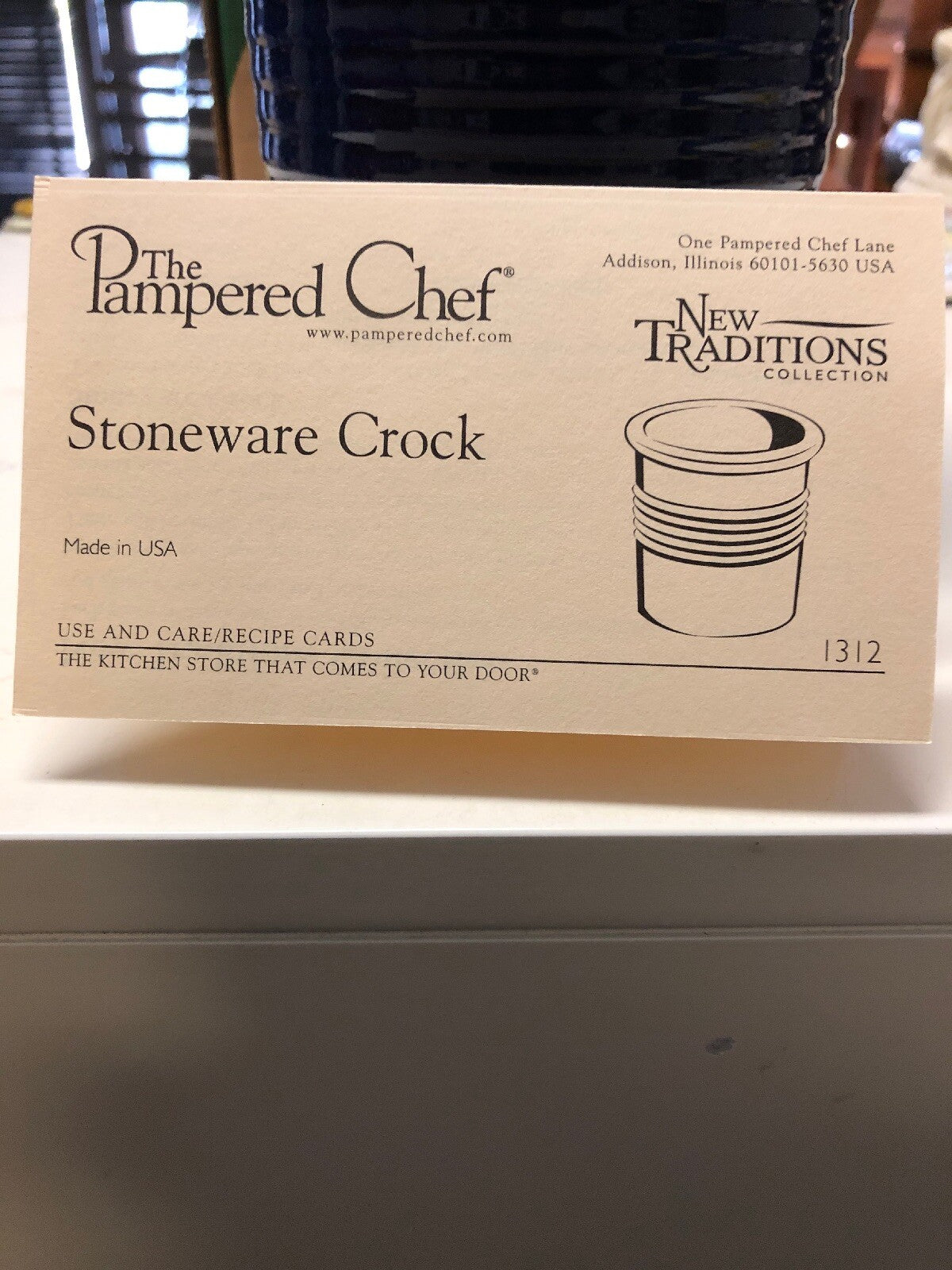 The Pampered Chef Stoneware Bread Crock #1312 Utensil Holder - Cobalt Blue1