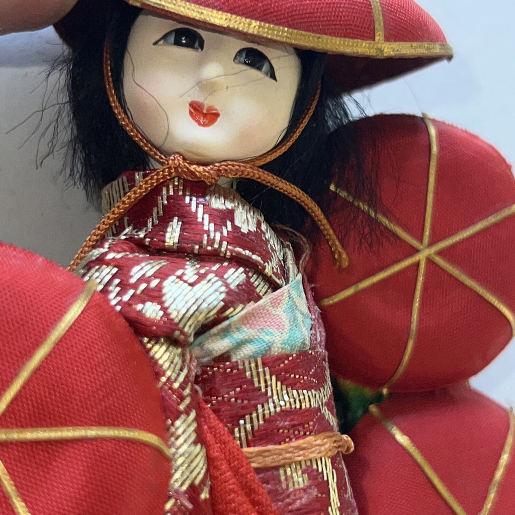 Lot of 3 Beautiful Antique Asian Folk Art Standing Dolls Handmade 16”,12”,7”5