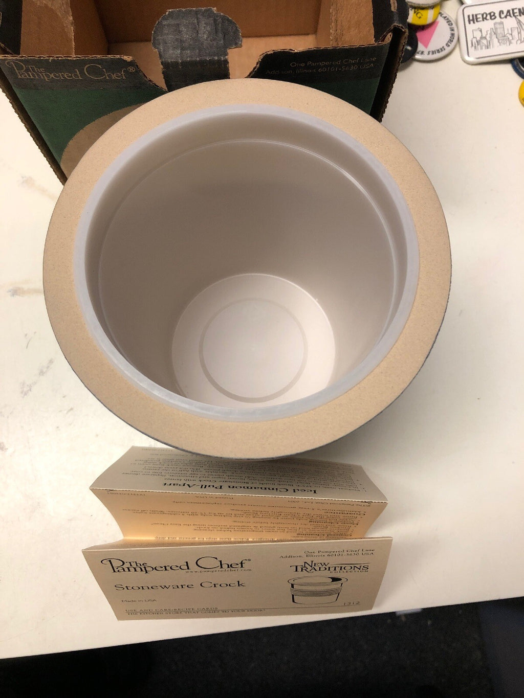 The Pampered Chef Stoneware Bread Crock #1312 Utensil Holder - Cobalt Blue2