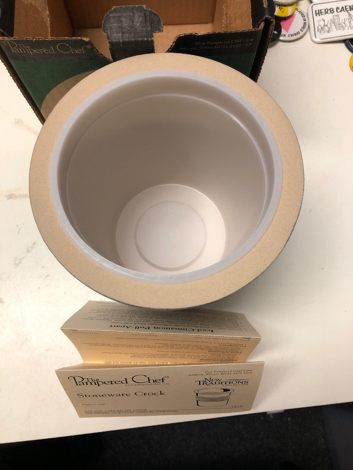 The Pampered Chef Stoneware Bread Crock #1312 Utensil Holder - Cobalt Blue2