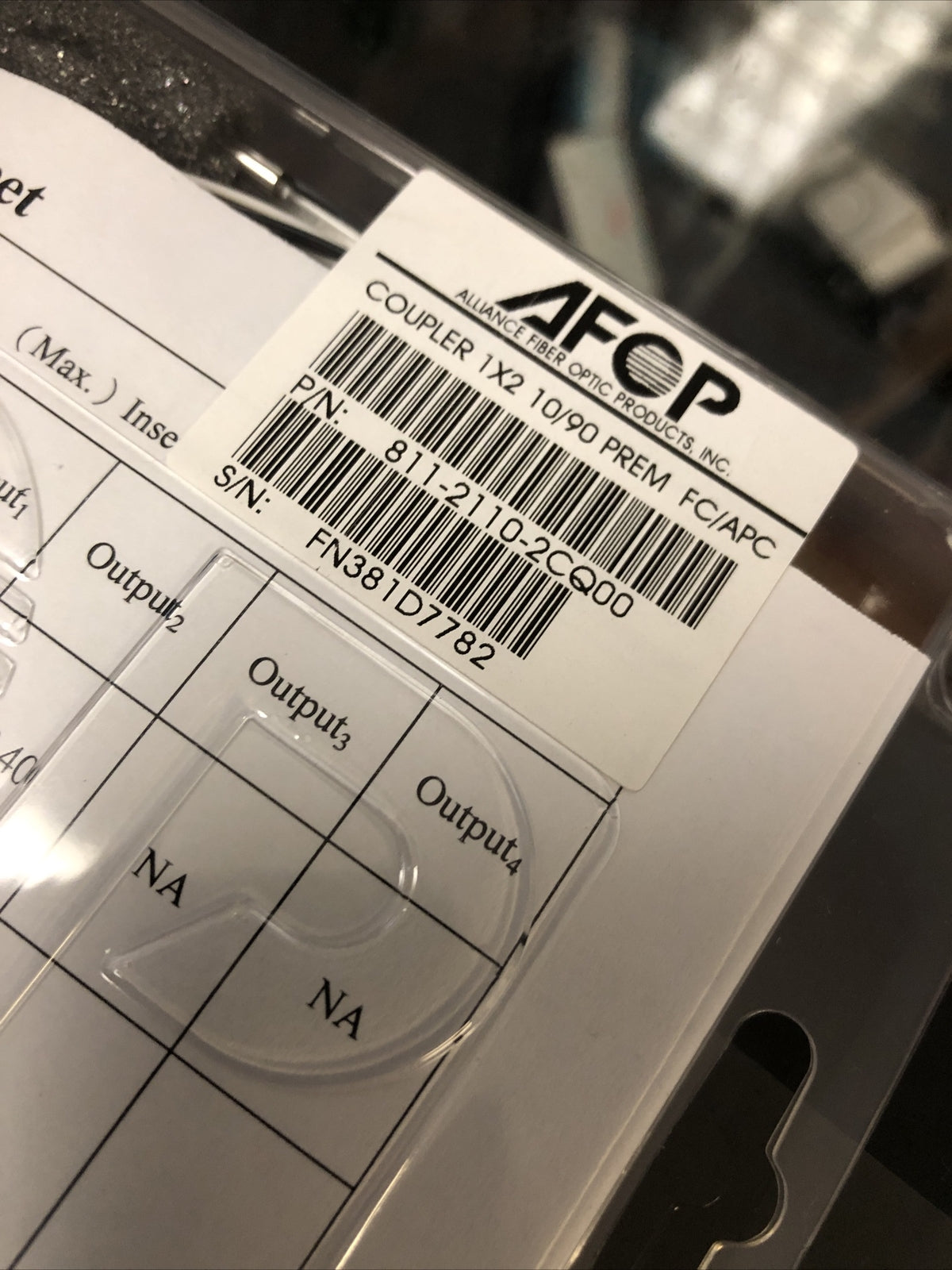AFOP Coupler 900um 1x2 10/90 PREM FC/APC1