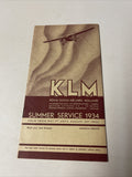 KLM Royal Dutch May 1934 AIRLINE TIMETABLE SCHEDULE Brochure flight Map0