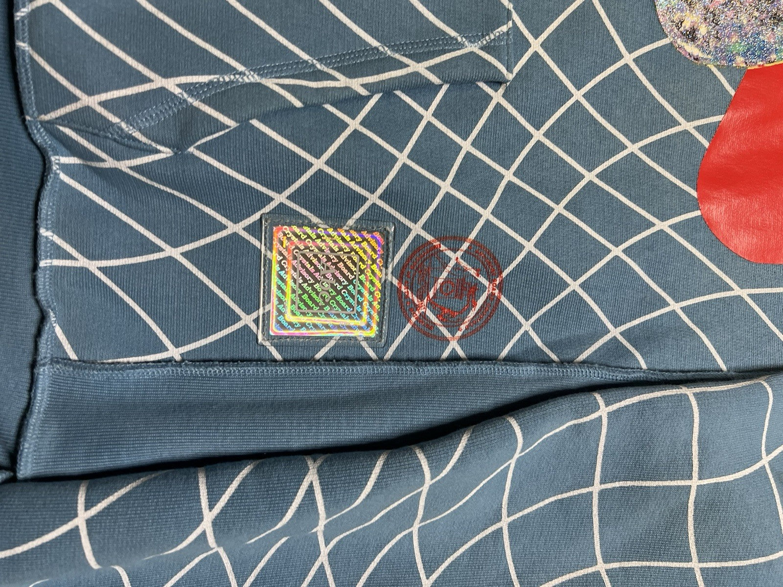 RARE Advisory Board Crystals XXL Hoodie Blue Grid 3D Streetwear Pullover ABC2
