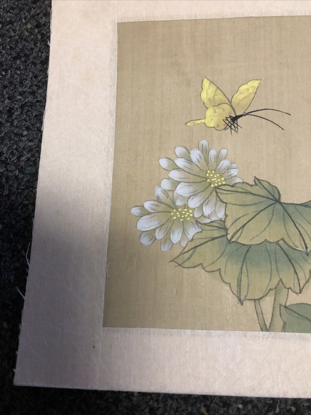 Vintage Chinese Silk Painting Floral 10”x8”2