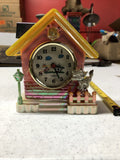 Vintage 6" Plastic Home House Clock With Cat And Fence Untested Needs Batteries0