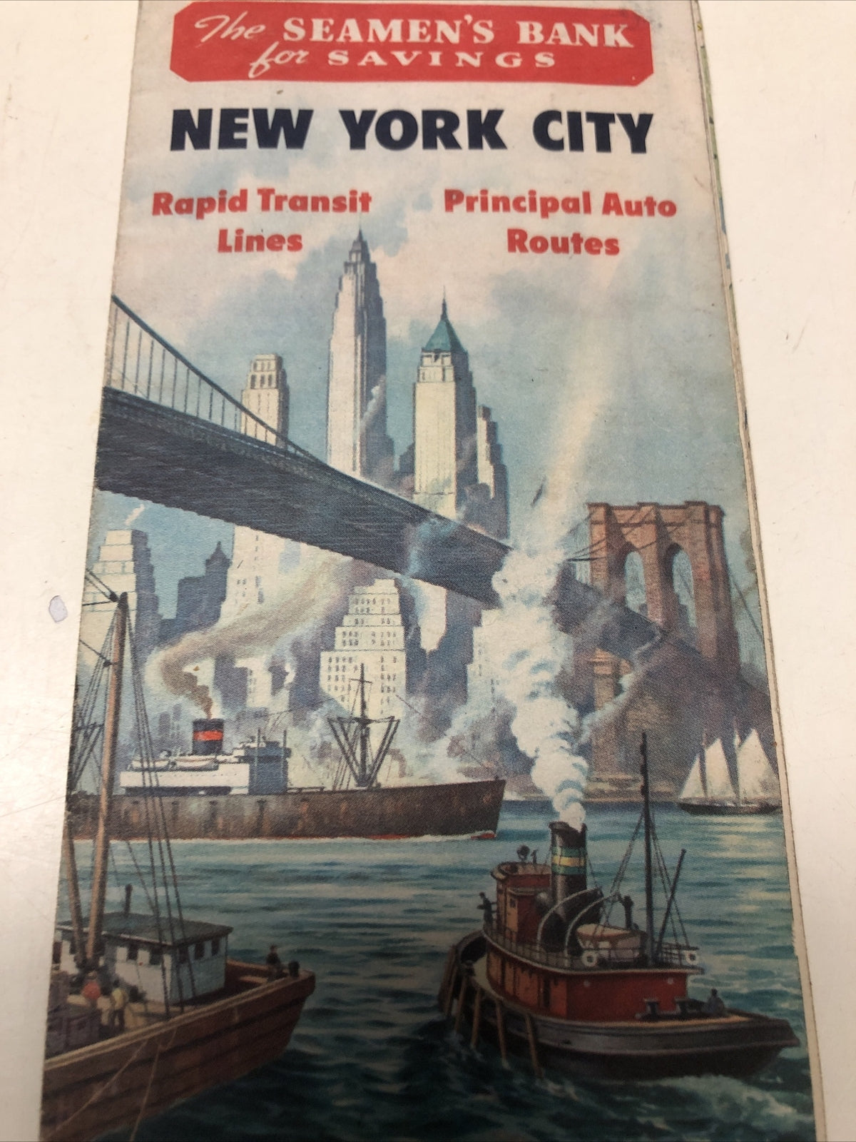 New York City VTG Map 1940's Rapid Transit Lines The Seamen’s Bank For Savings1