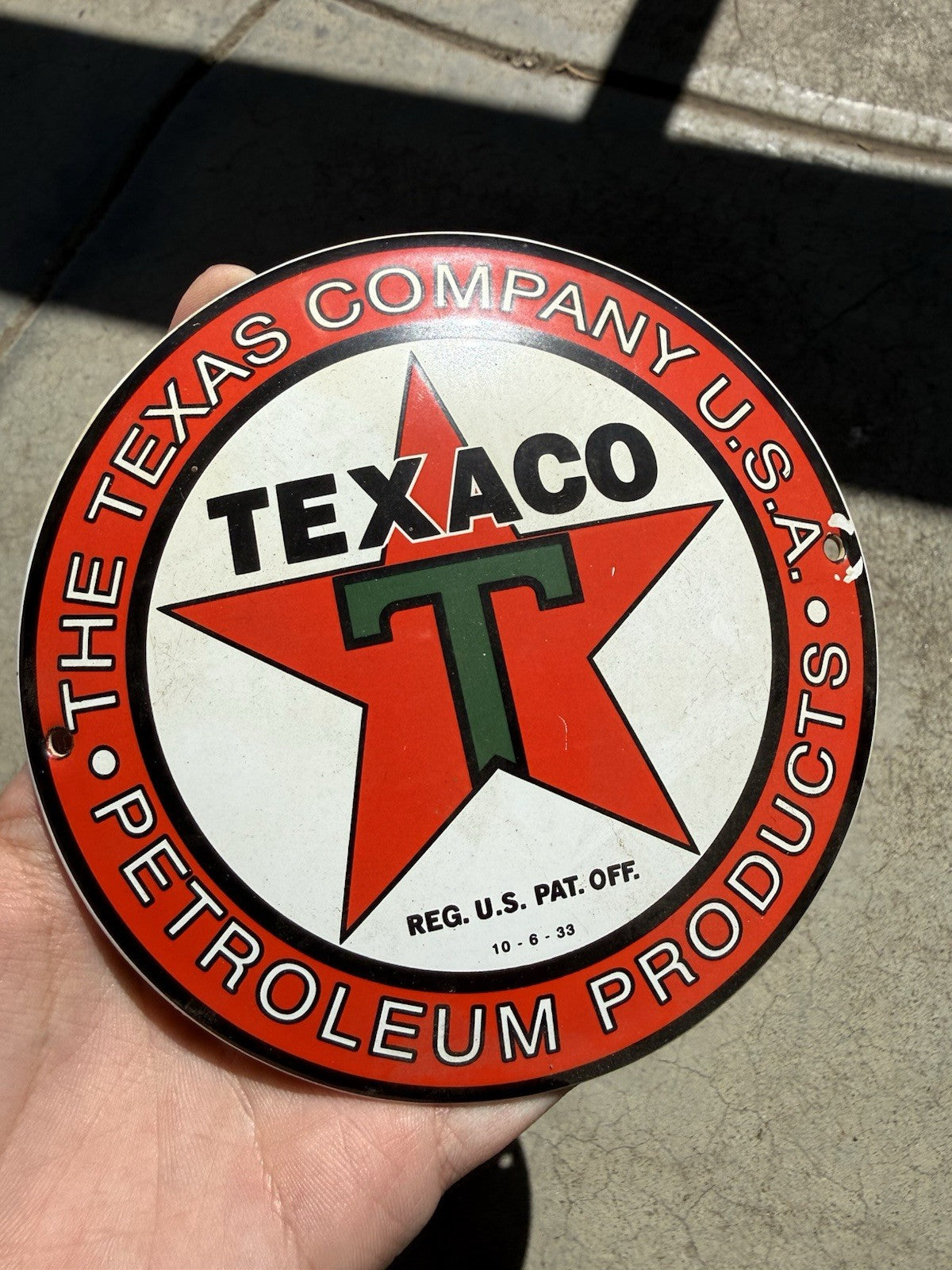 VINTAGE Repro TEXACO MOTOR OIL PORCELAIN GASOLINE SIGN PUMP PLATE2