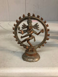 Antique Lord Shiva Dancing on Dwarf KALI Hindu Goddess Brass Patina Statue 4.75"0