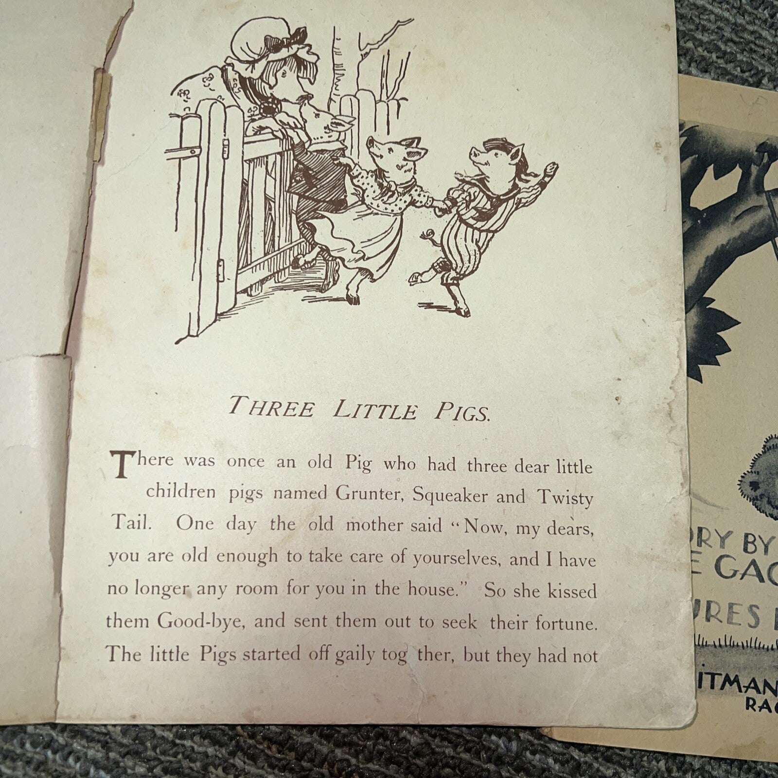 Three Little Pigs No. 8668 Tuck & Sons Co Little Brown Bear Antique Kids Books4