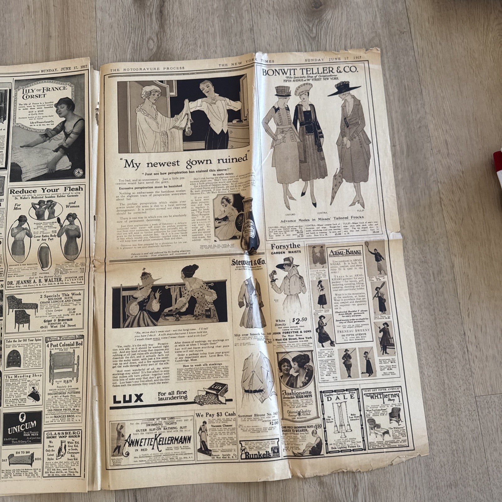 1917 antique NEW YORK TIMES rotogravure PARADE WWI SHIPS ADS FASHION4