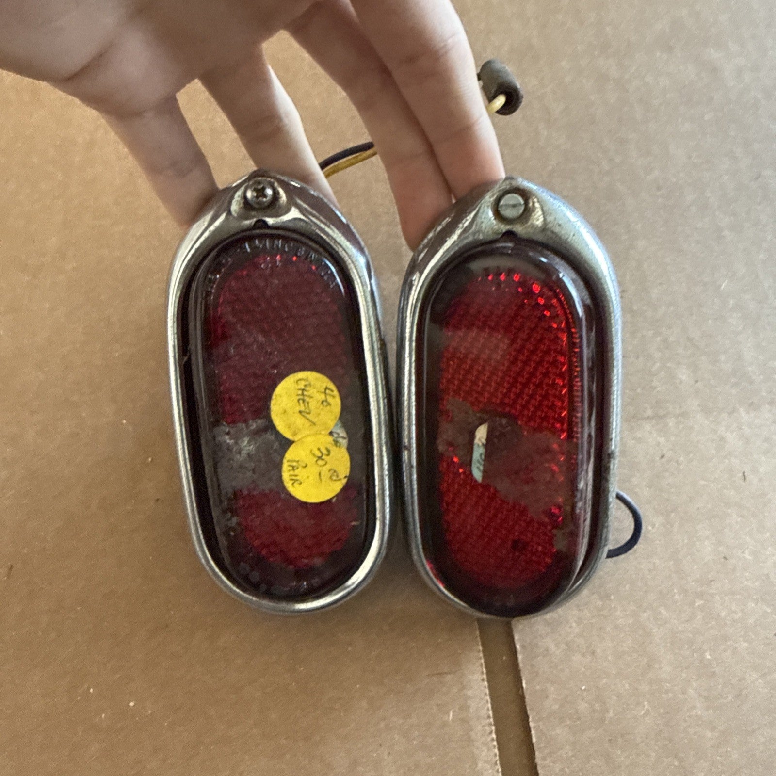 1940 Chevrolet Car Tail Light Assembly Pair Master Deluxe Special Glass Original0