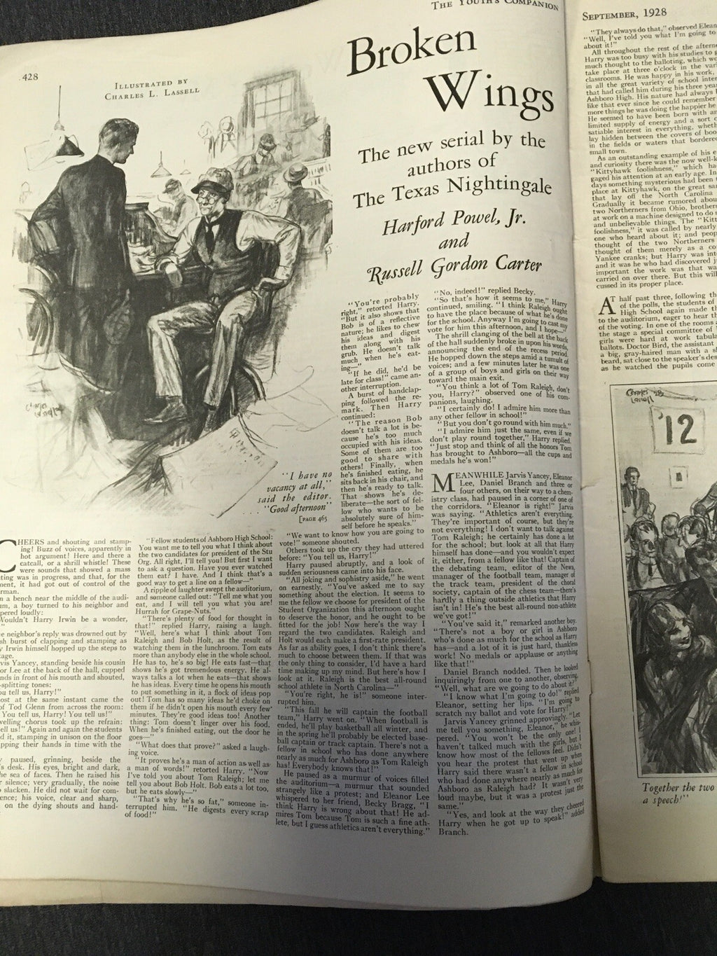 The Youth's Companion Sept 1928 , New Sports Dept Illustrations Robert C. Zuppke1