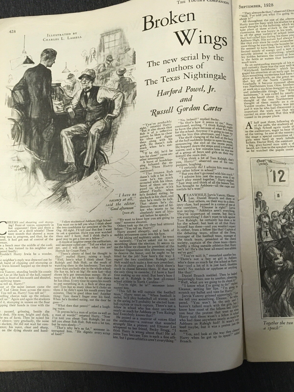 The Youth's Companion Sept 1928 , New Sports Dept Illustrations Robert C. Zuppke1