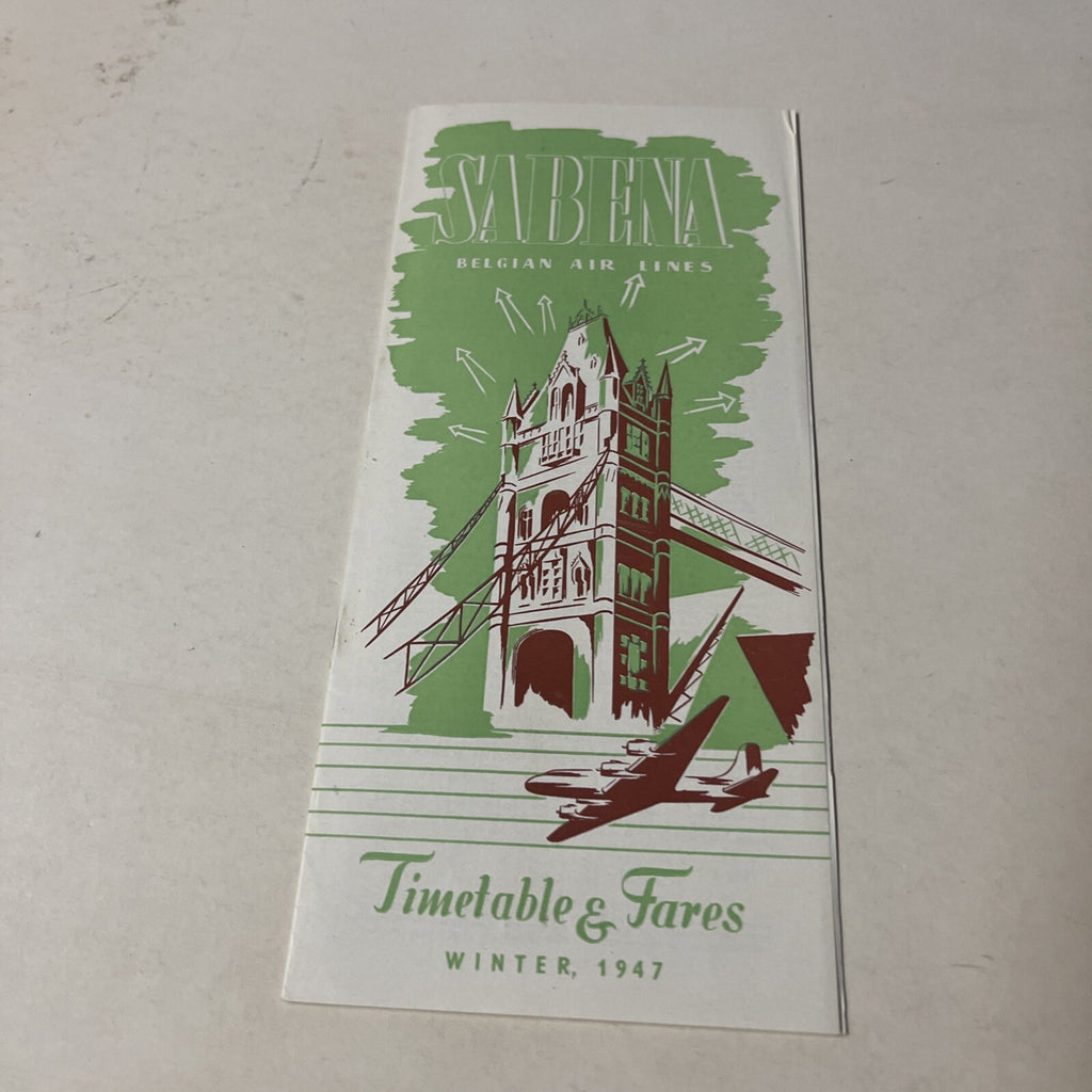 Sabena AIRLINE September 1948 TIMETABLE SCHEDULE Brochure flight cover4
