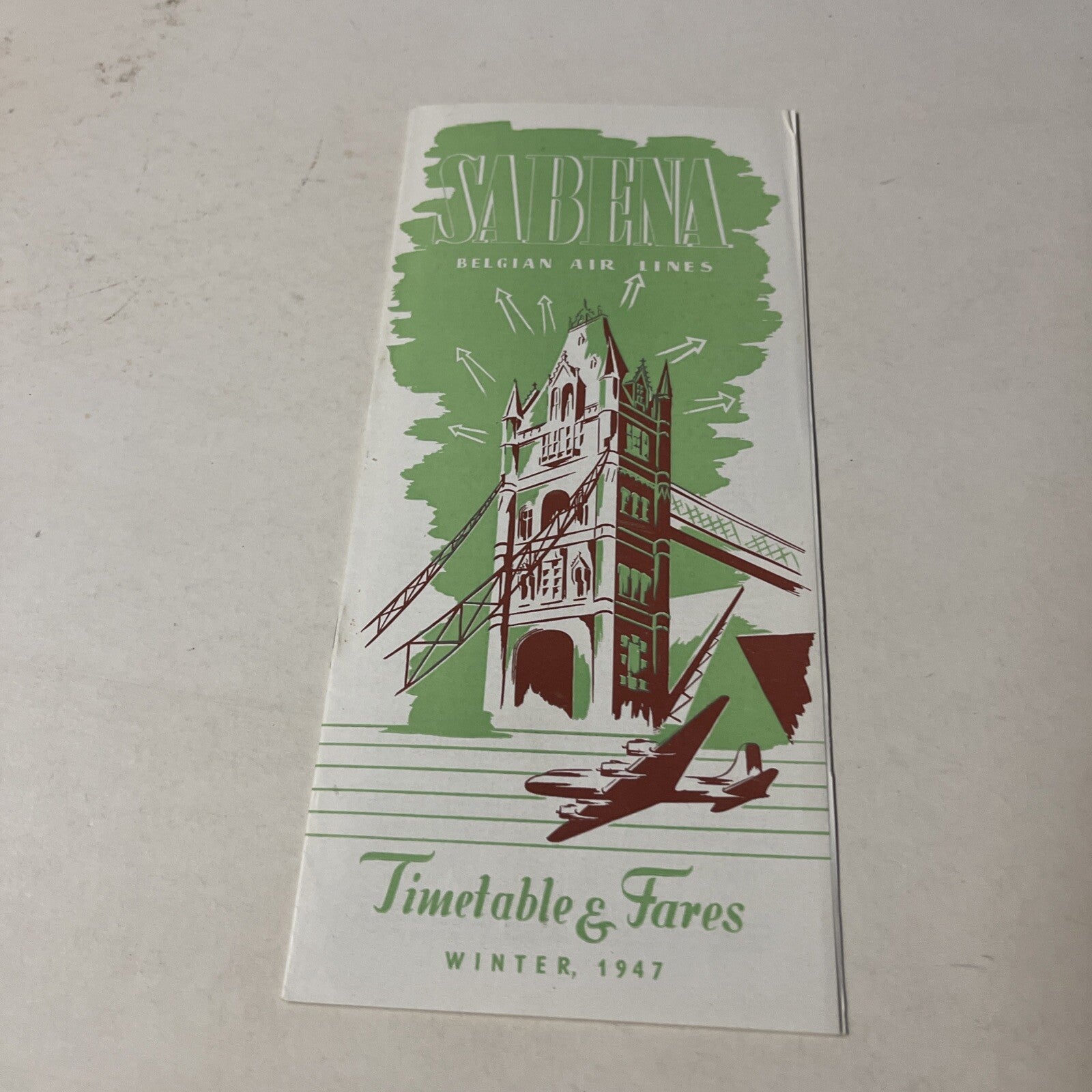 Sabena AIRLINE September 1948 TIMETABLE SCHEDULE Brochure flight cover4