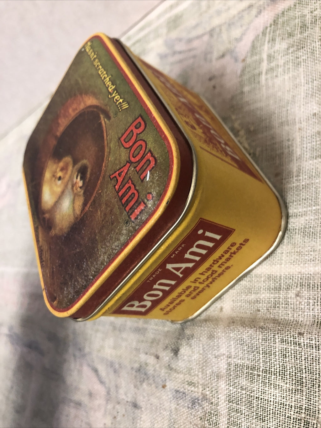 Vintage Bon Ami Tin Soap Can Yellow Chicks On Lid Advertising Bristol Ware4