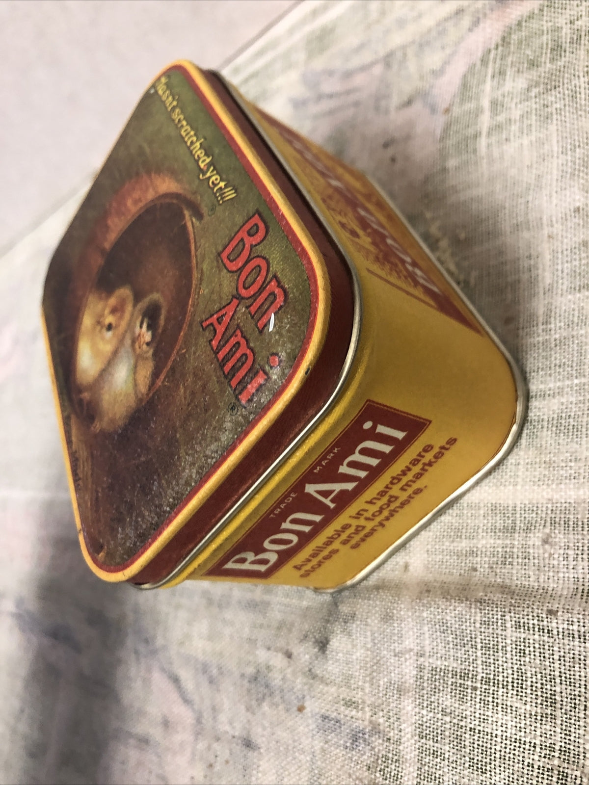 Vintage Bon Ami Tin Soap Can Yellow Chicks On Lid Advertising Bristol Ware4