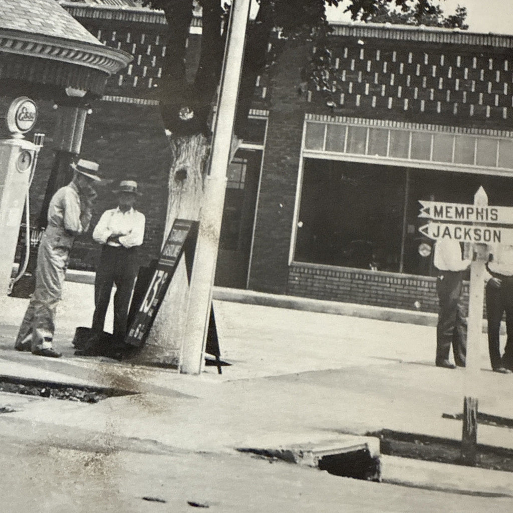 c1920s photo STANDARD OIL CO. Gasoline Station W Porcelain Signs Memphis3