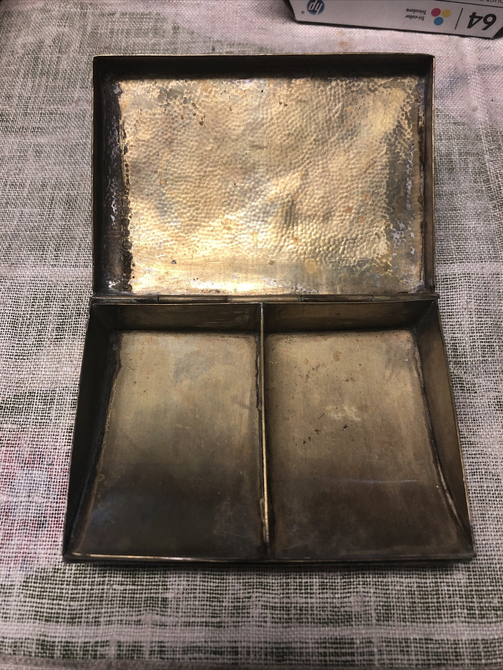 Vintage Gold Toned Metal Case Trinket 3.5”x2.5”1