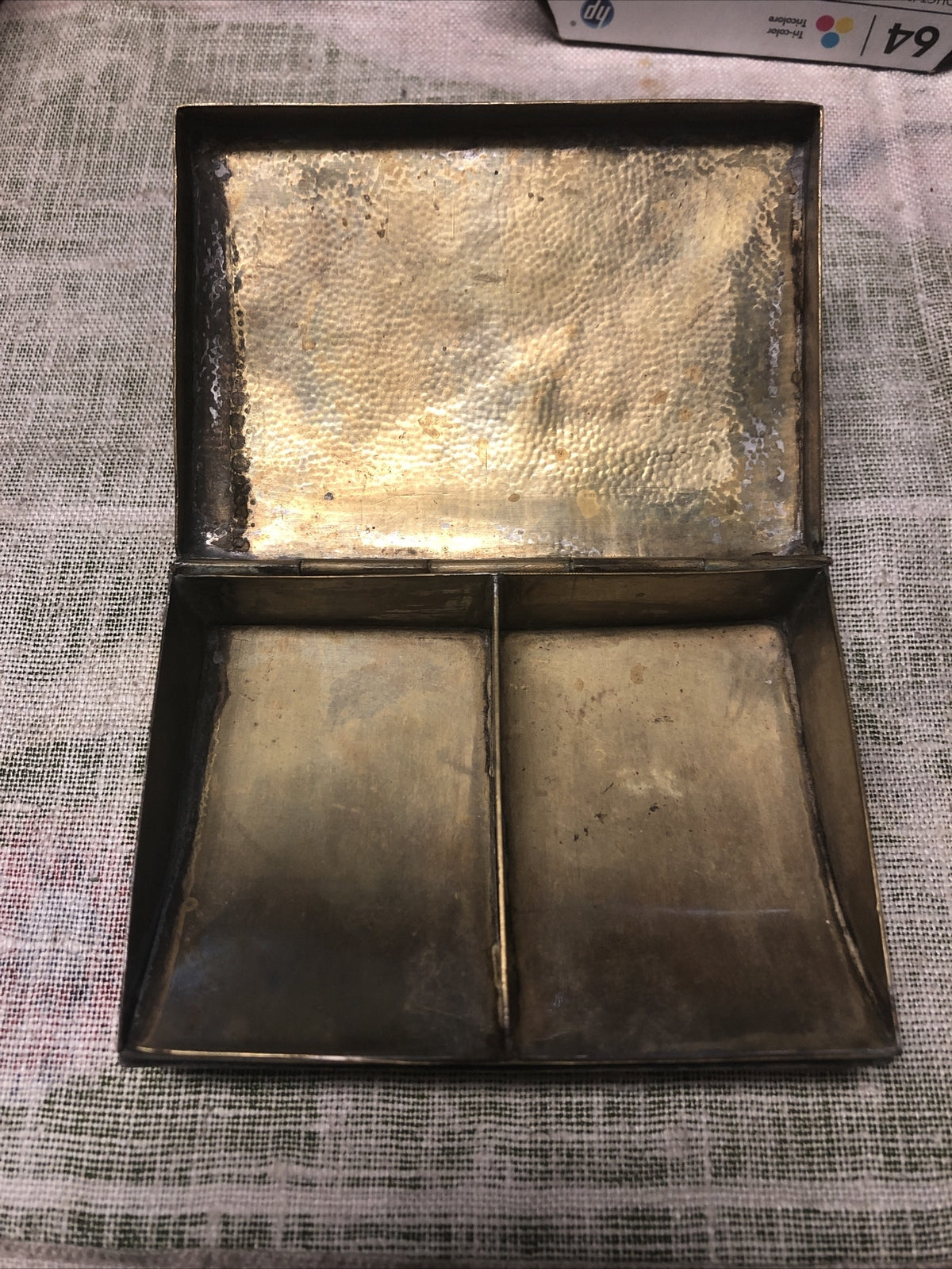 Vintage Gold Toned Metal Case Trinket 3.5”x2.5”1