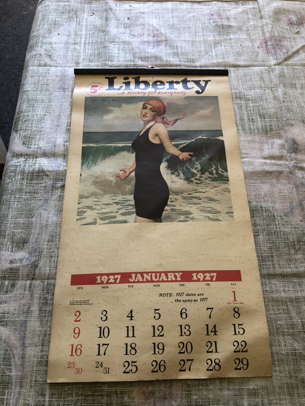 1927 / 1975 Liberty Calendar Reprint Jack Sperling Beauty Supply  Advertisements0