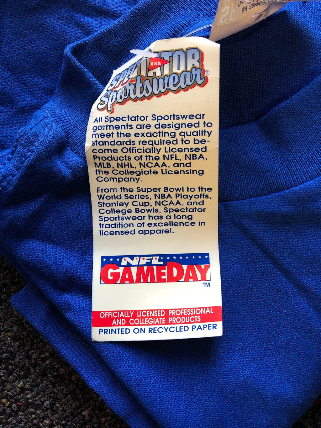 OG Spectator Sportswear New York Giants NFL Combine Authentic T-Shirt Mens L3