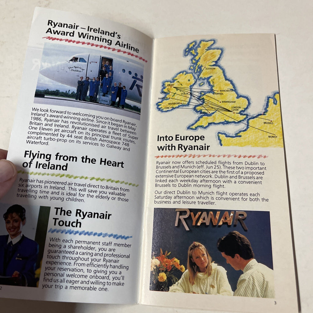 Ryanair AIRLINE May 1988 TIMETABLE SCHEDULE Brochure flight cover7