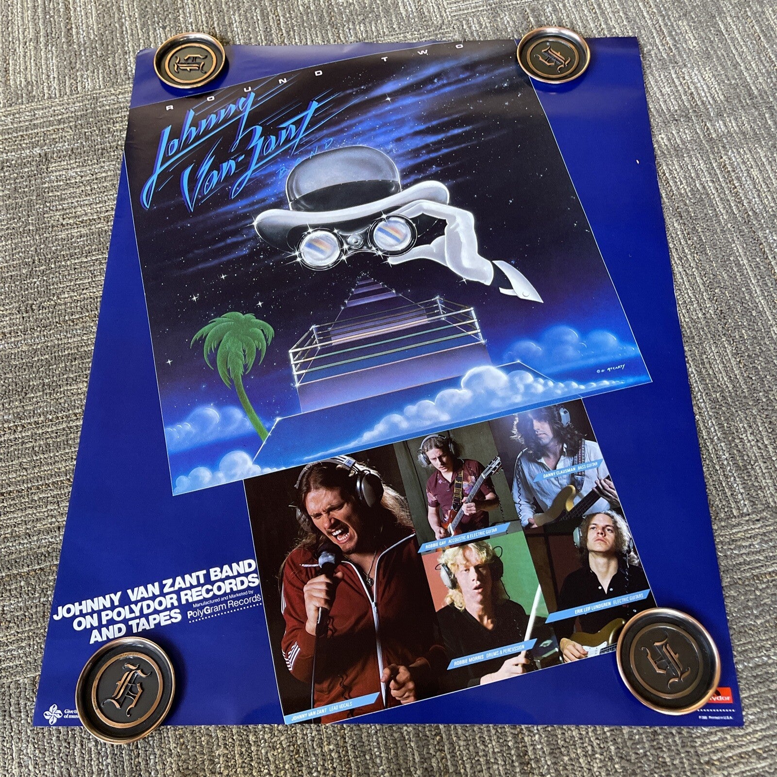 #152 1981 Record Store Promo POSTER Johnny VAN ZANT Band 22” X 28” Round Two0