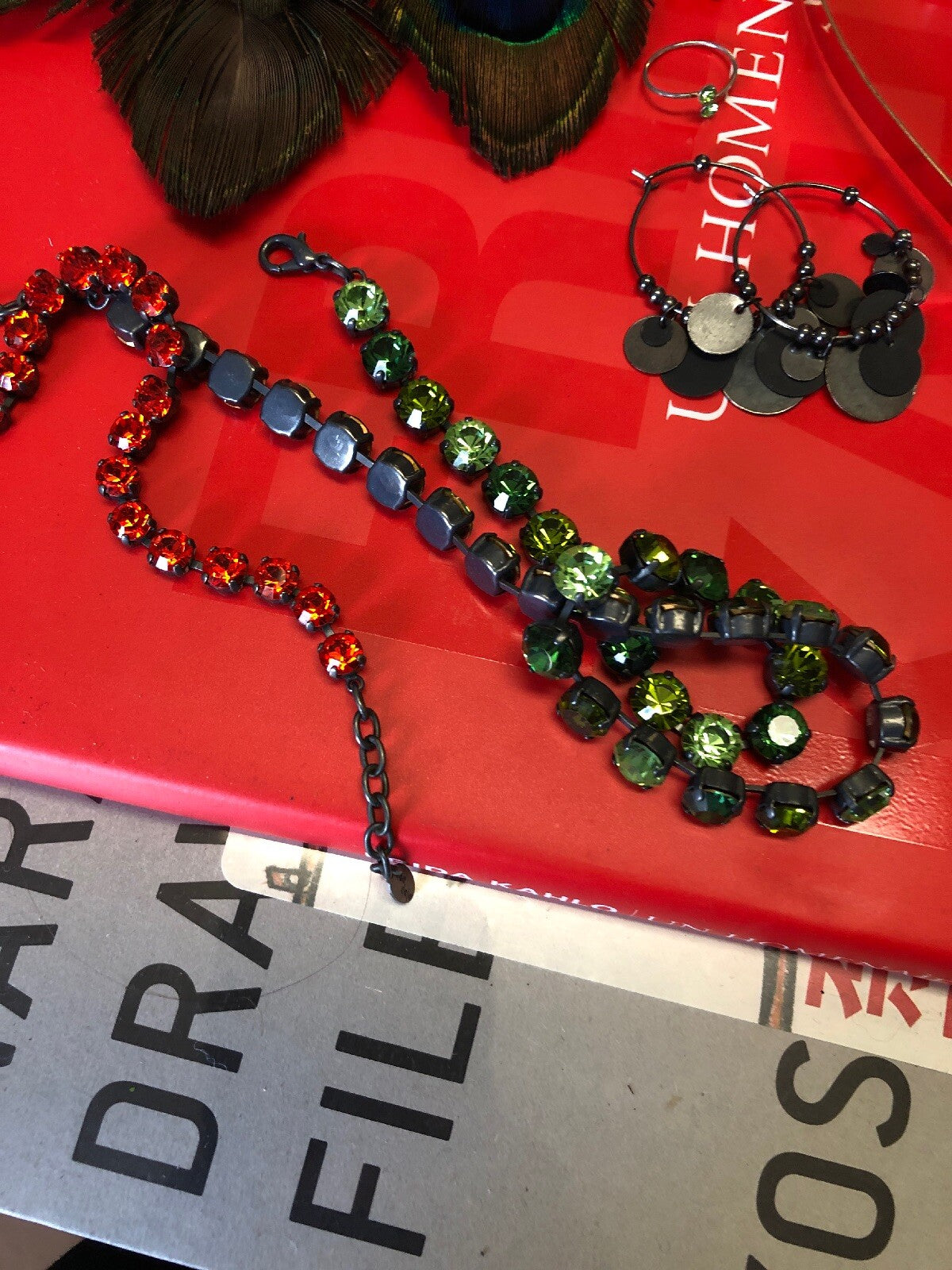 New Year Rock Star Jewelry Lot Earrings Necklaces Ring Cat Headband: Emerald1