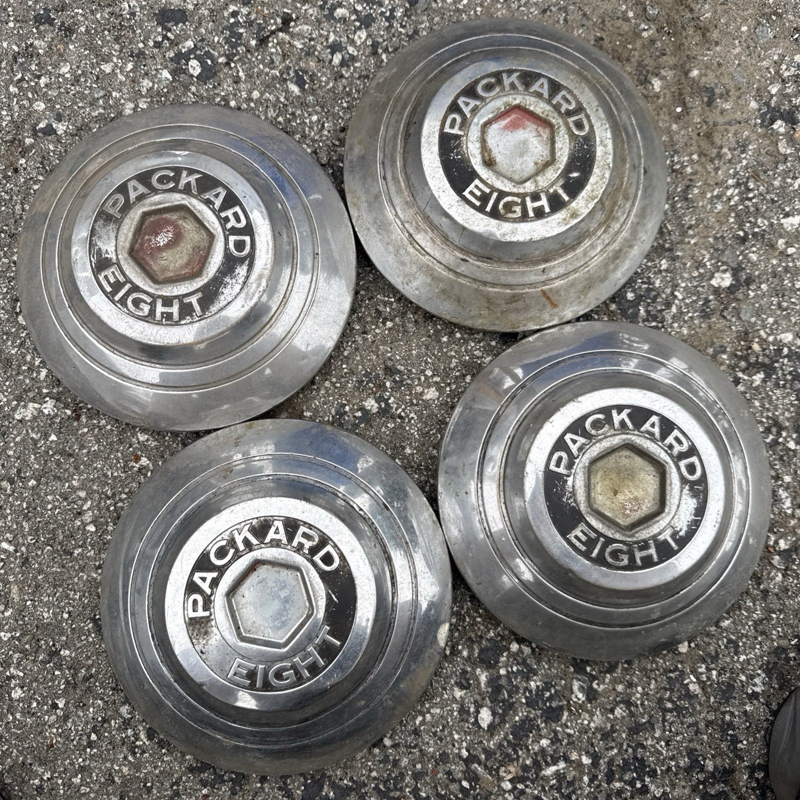 1940's Vintage Packard Eight Center 8" Hub Cap HUBCAP Center Cap Set of 40