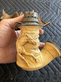 LARGE Antique 1800's hand carved W Sterling Silver meerschaum pipe Horse0