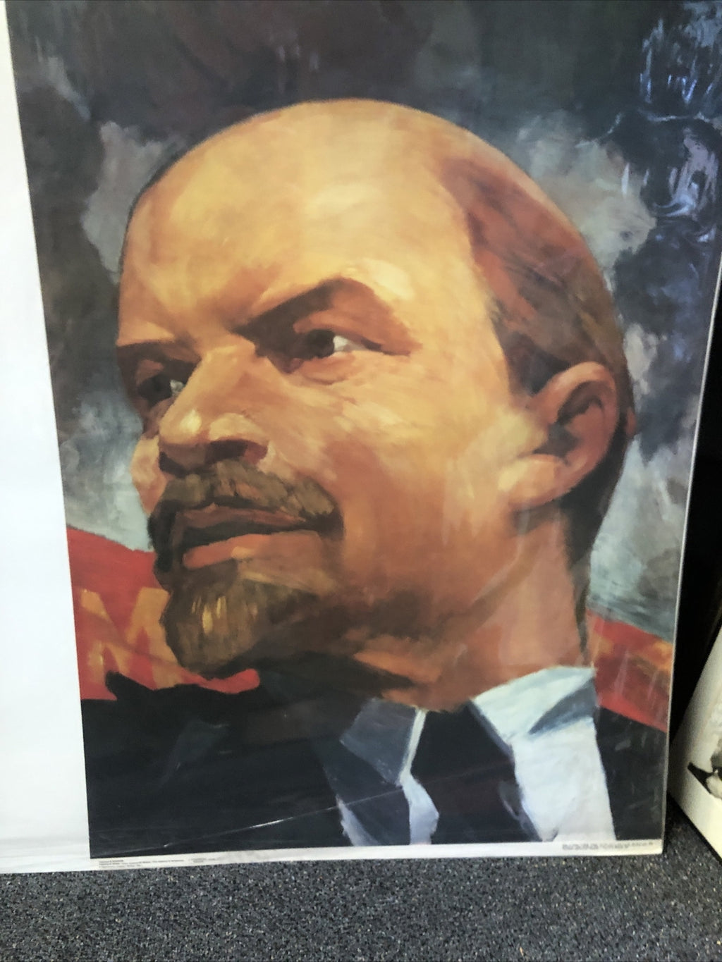 Vintage 1989 Soviet Russian Propaganda Poster Print LENIN 38”x25”4