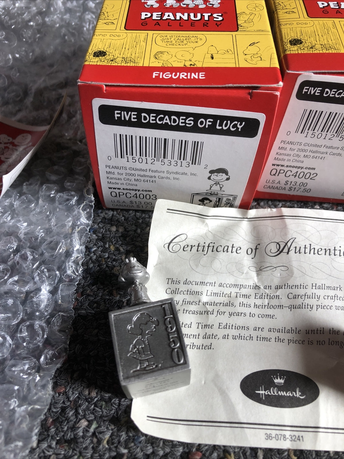Hallmark Peanuts Gallery Lot Of 2 Lucy & Charlie Brown Cert. Of Authenticity1