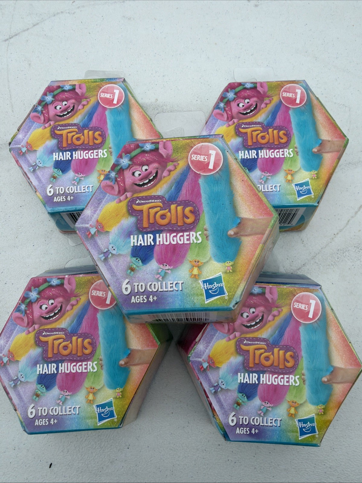Lot Of 5 Trolls doll mini figures Hair Huggers Slap Bracelets bag charms New0